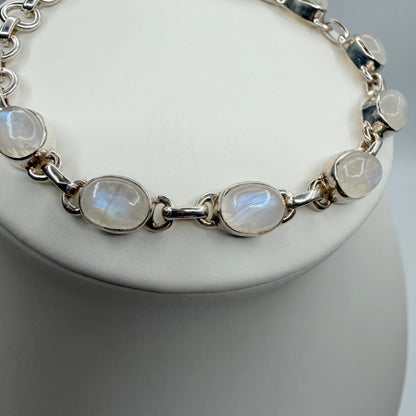 Bracciale Labradorite Bianca e Argento 925 - Ovale
