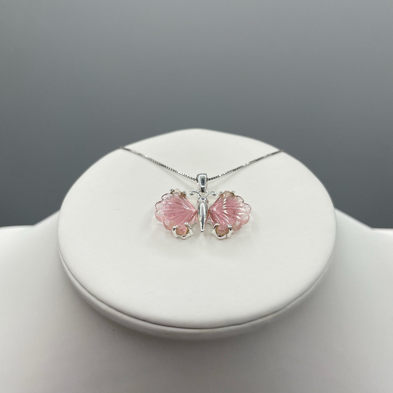 Ciondolo Farfalla Tormalina Rosa e Argento 925