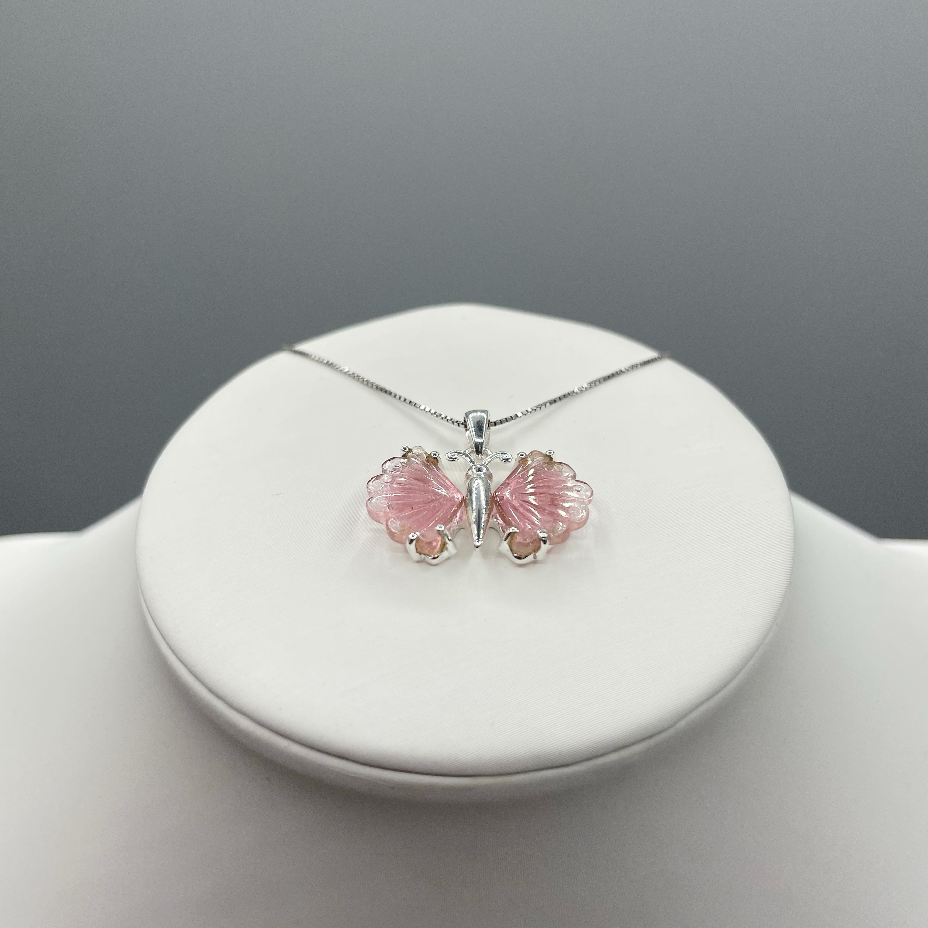 Ciondolo Farfalla Tormalina Rosa e Argento 925