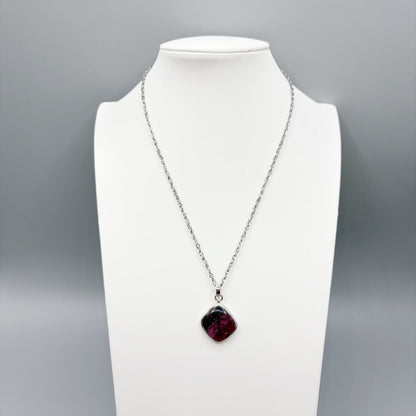 Ciondolo Tormalina Rosa Watermelon Rombo - Argento 925