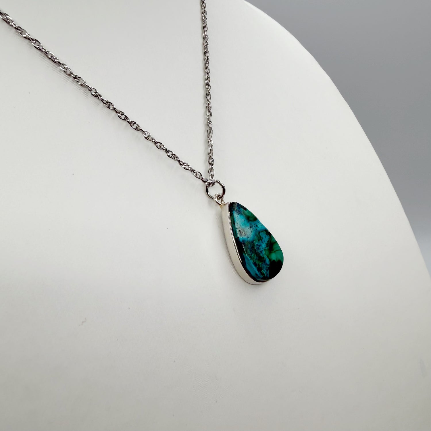 Ciondolo Malachite e Crisocolla Argento 925 - a goccia