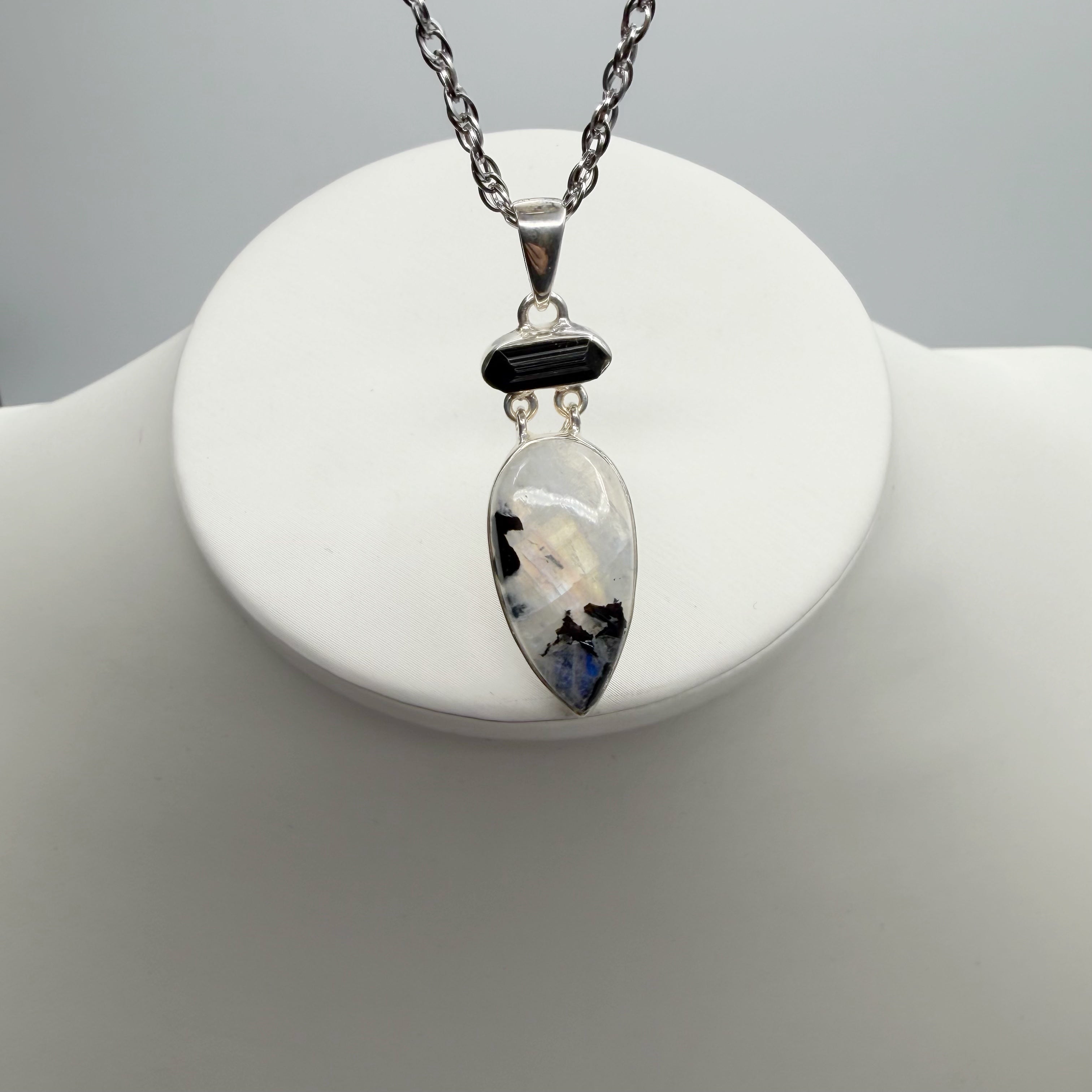 Ciondolo Labradorite e Tormalina - Argento 925