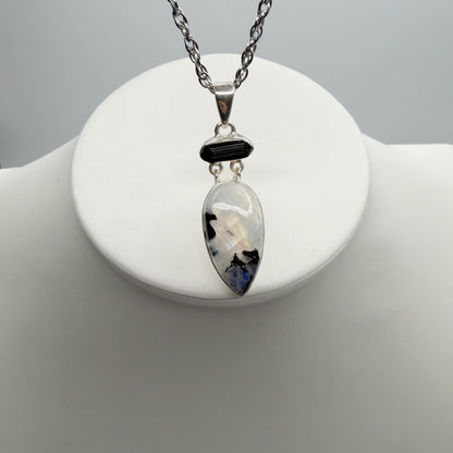 Ciondolo Labradorite e Tormalina - Argento 925