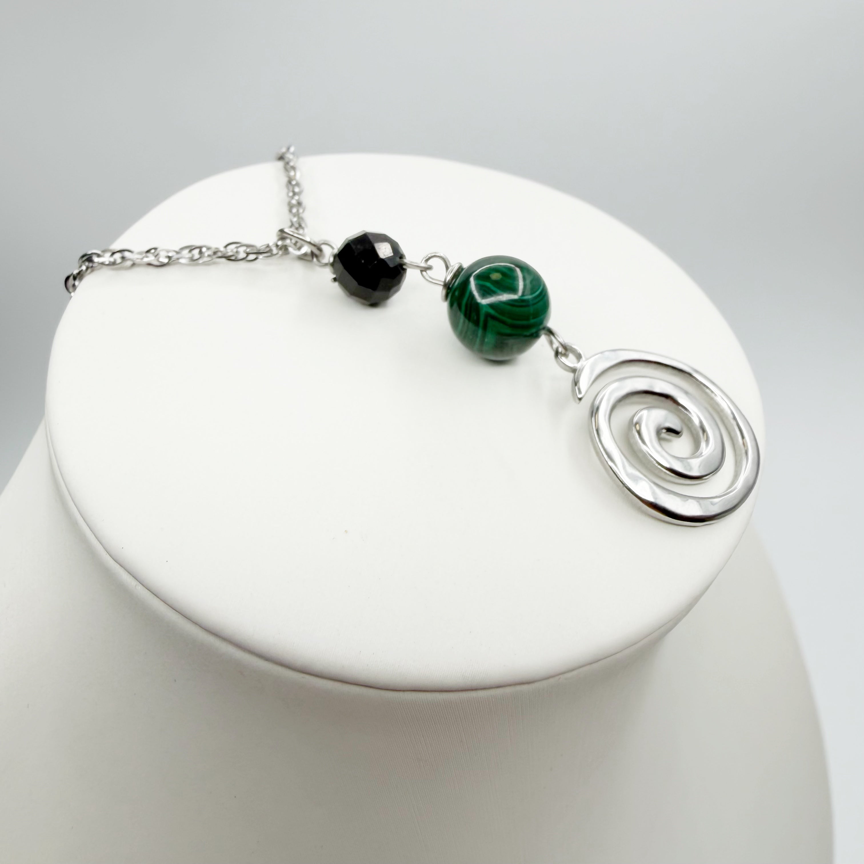 Collana Armonia e Protezione - Tormalina e Malachite - SILVER