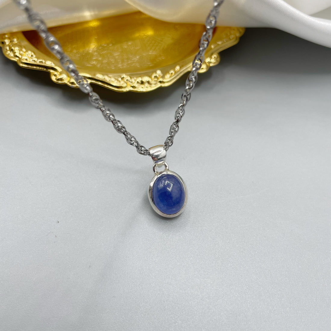 Ciondolo Tanzanite Burattata Liscia - Argento 925