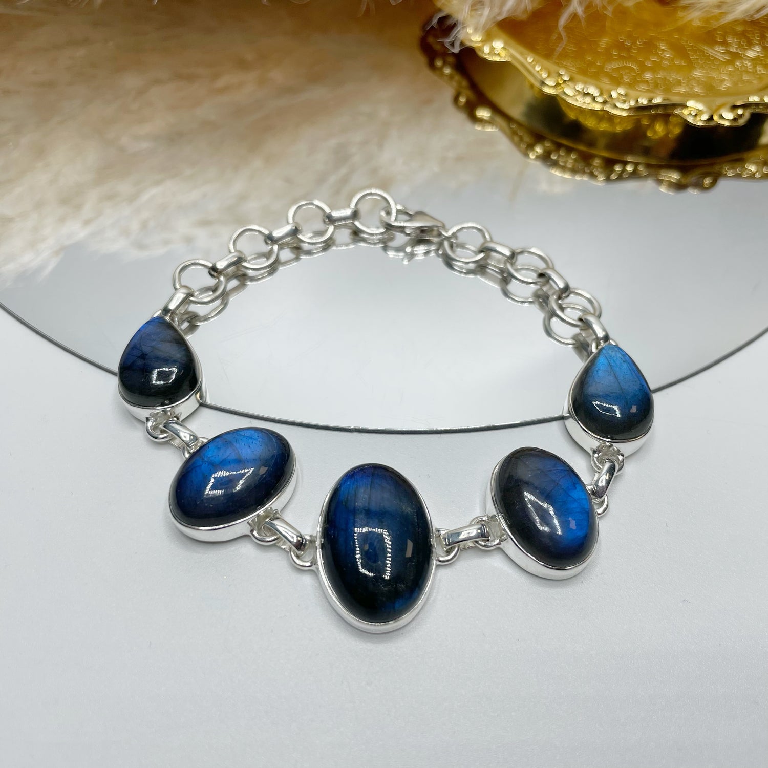 Bracciale Labradorite e Argento 925 - ovale