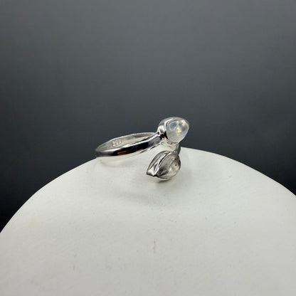 Anello Double Labradorite Bianca - Argento 925