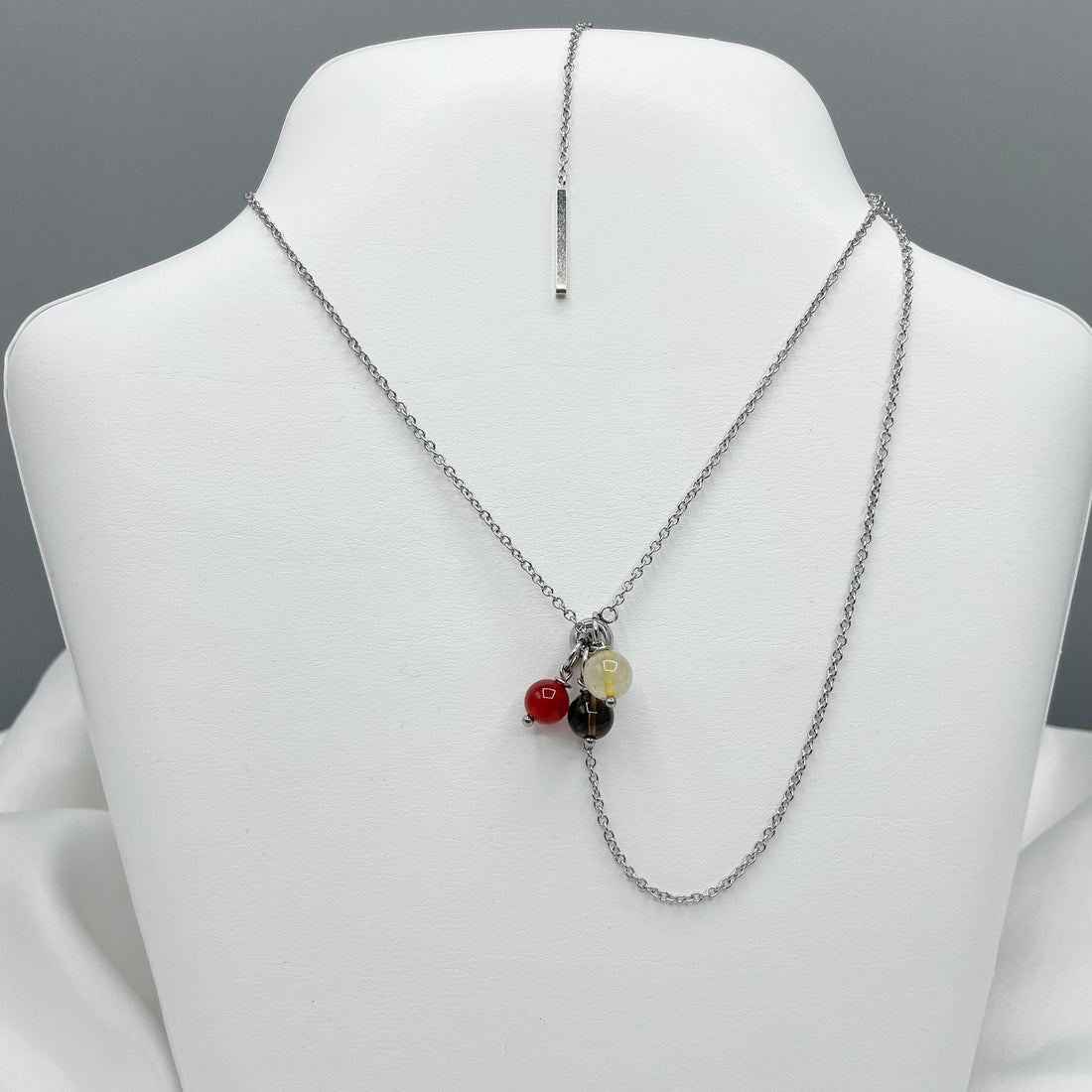 Collana Energy Charm - Corniola, Quarzo Fumè, Super Seven Acciaio inossidabile