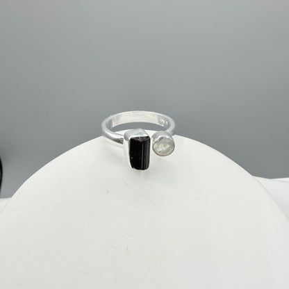 Anello Tormalina e Labradorite Bianca - Argento 925