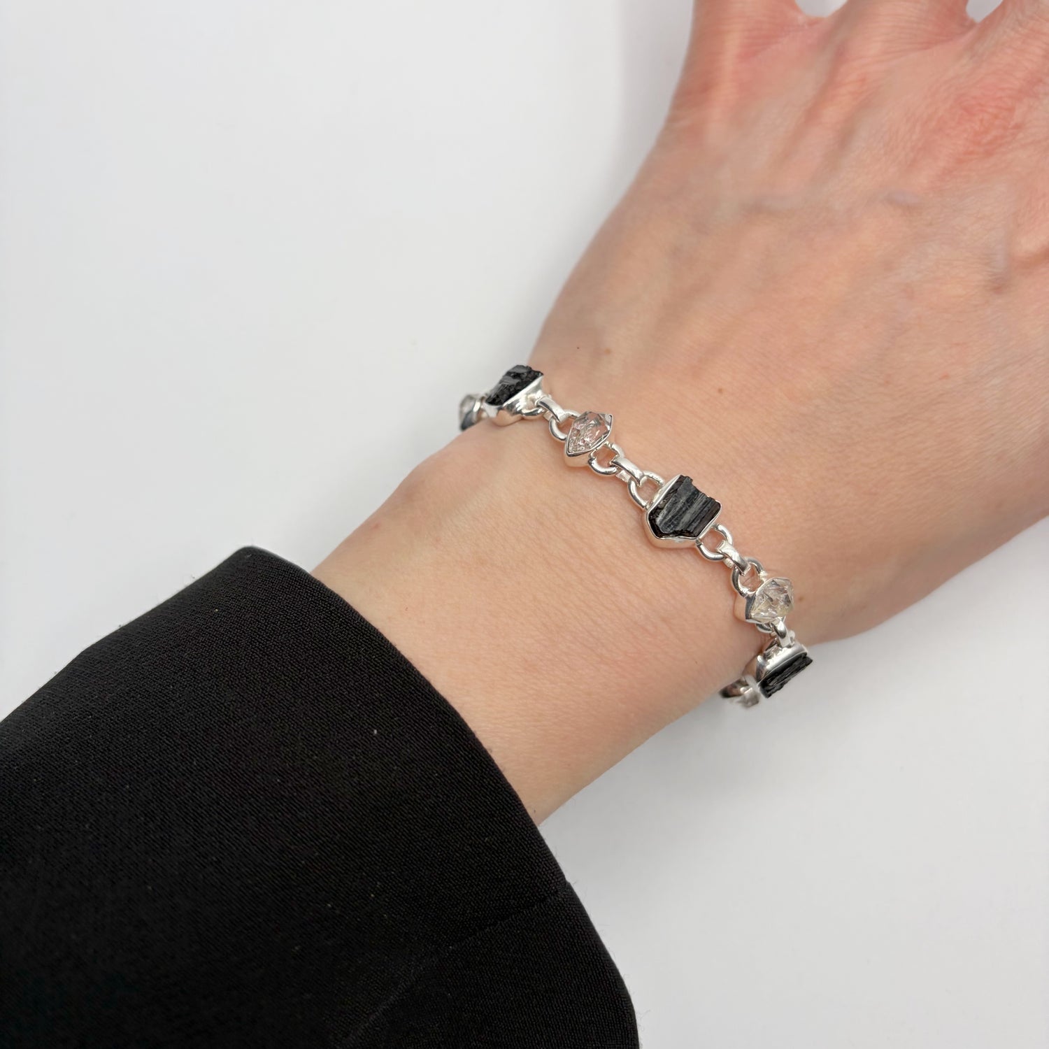 Bracciale Tormalina e Diamante Herkimer - Argento 925