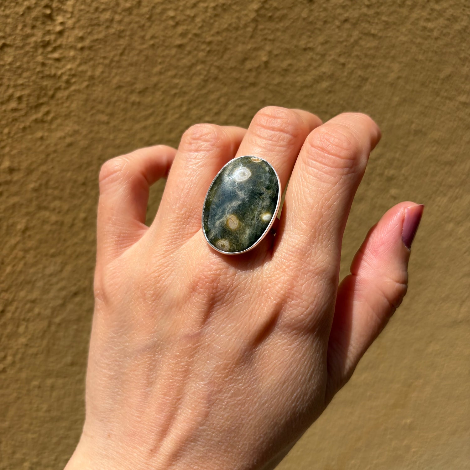 Anello Diaspro Oceano Argento 925 - Ovale
