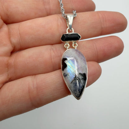 Ciondolo Labradorite e Tormalina - Argento 925