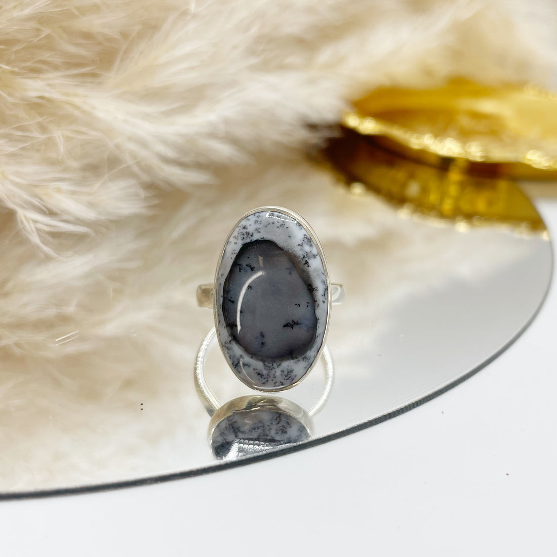 Anello Agata dendritica Ovale - Argento 925