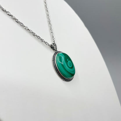 Ciondolo Malachite Ovale - Argento 925