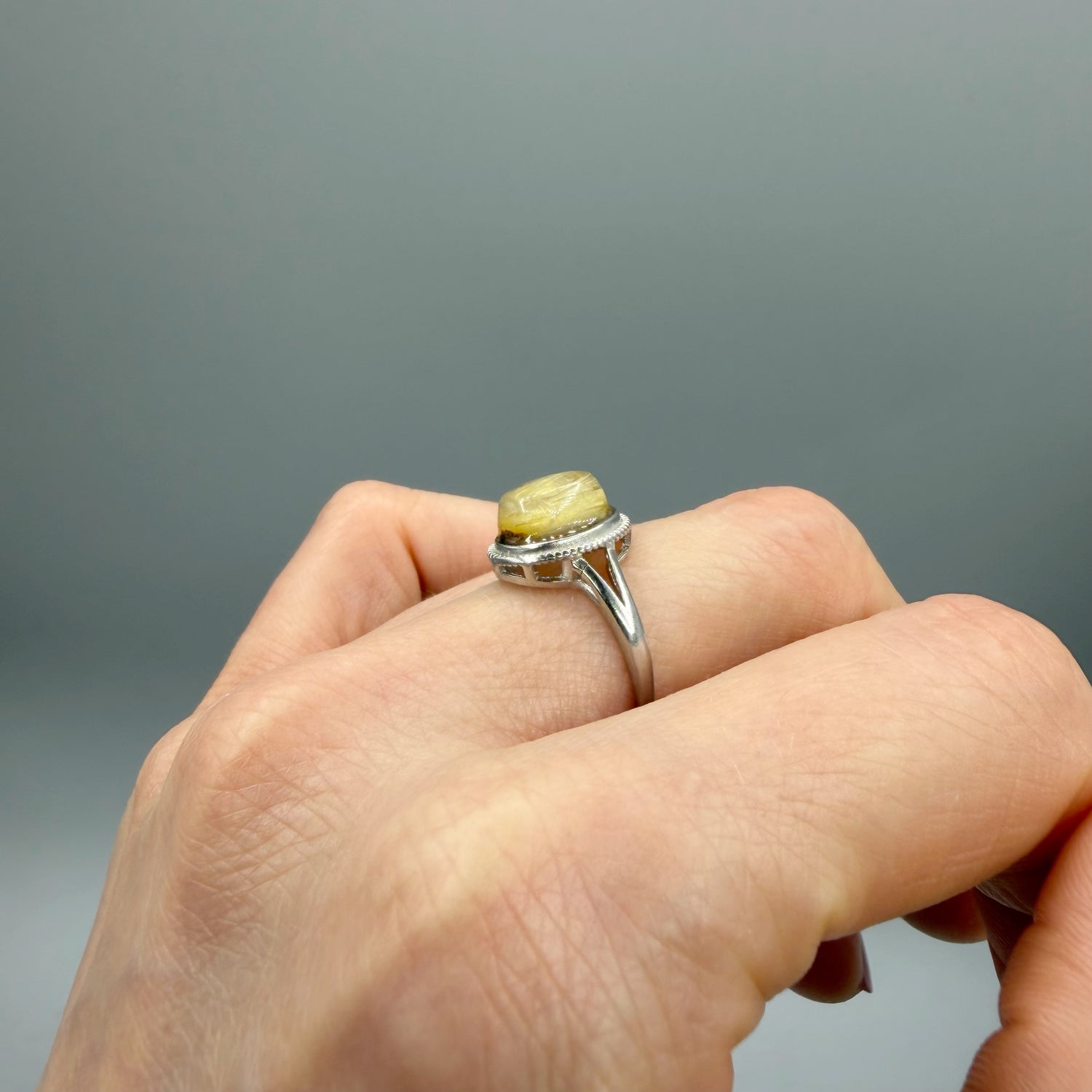 Anello Quarzo Rutilato Dorato - Argento 925