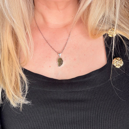 Ciondolo Moldavite Grezza - Argento 925