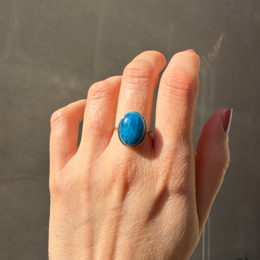 Anello Apatite Ovale - Argento 925
