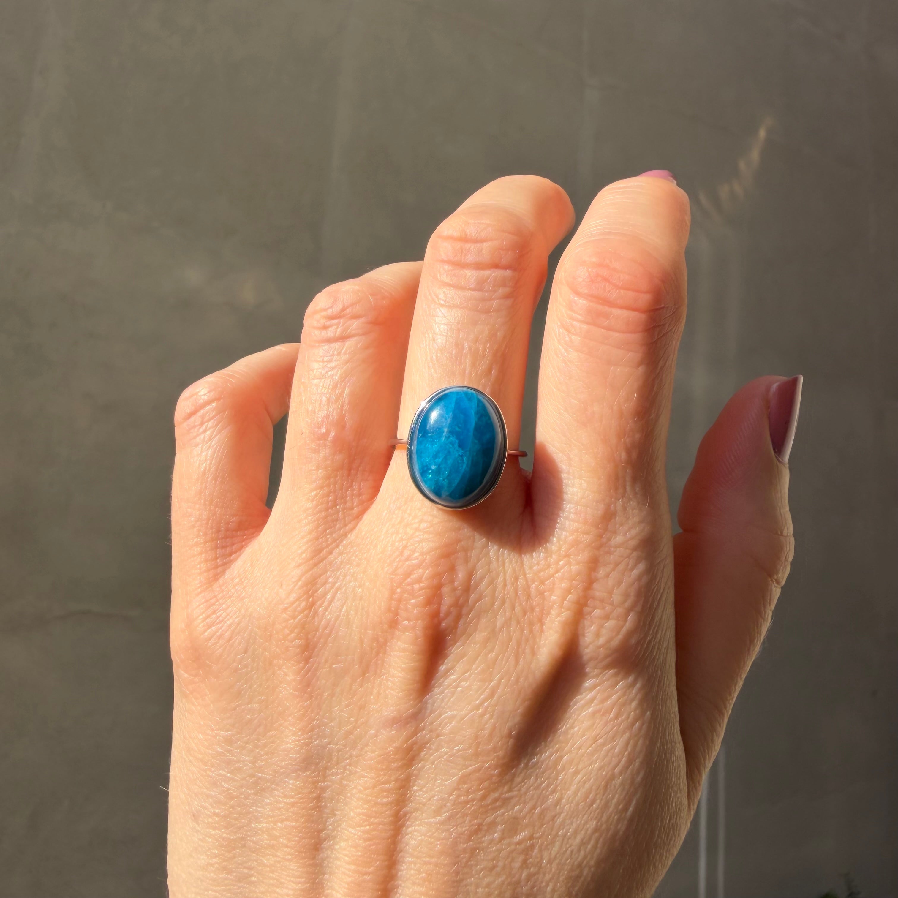 Anello Apatite Ovale - Argento 925
