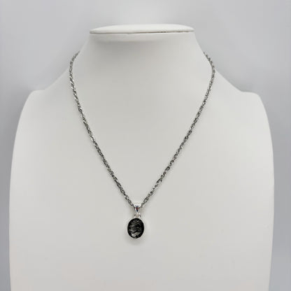 Ciondolo Quarzo Tormalinato Ovale - Argento 925