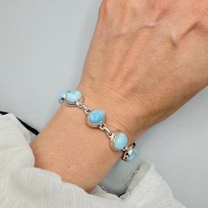 Bracciale Larimar e Argento 925 - Ovale