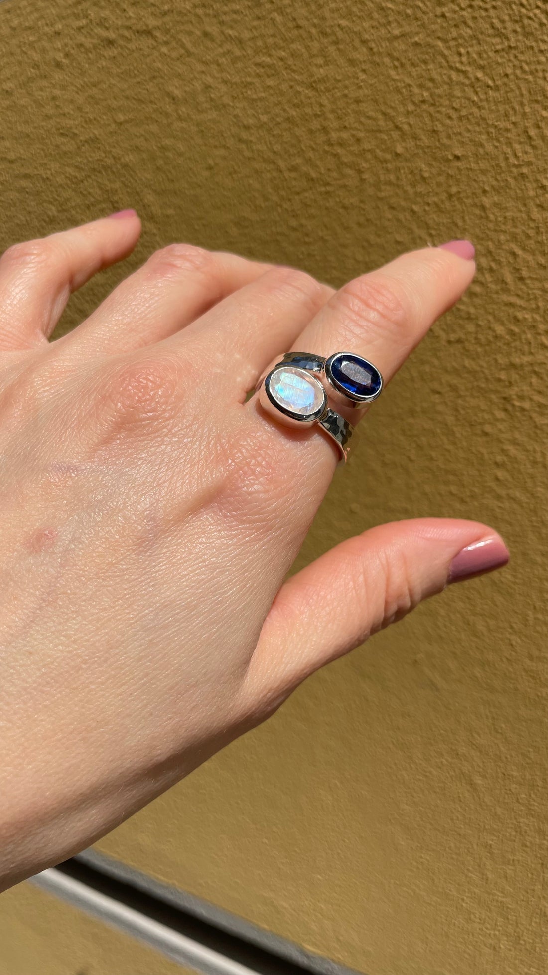Anello Cianite e Labradorite Bianca - Argento 925
