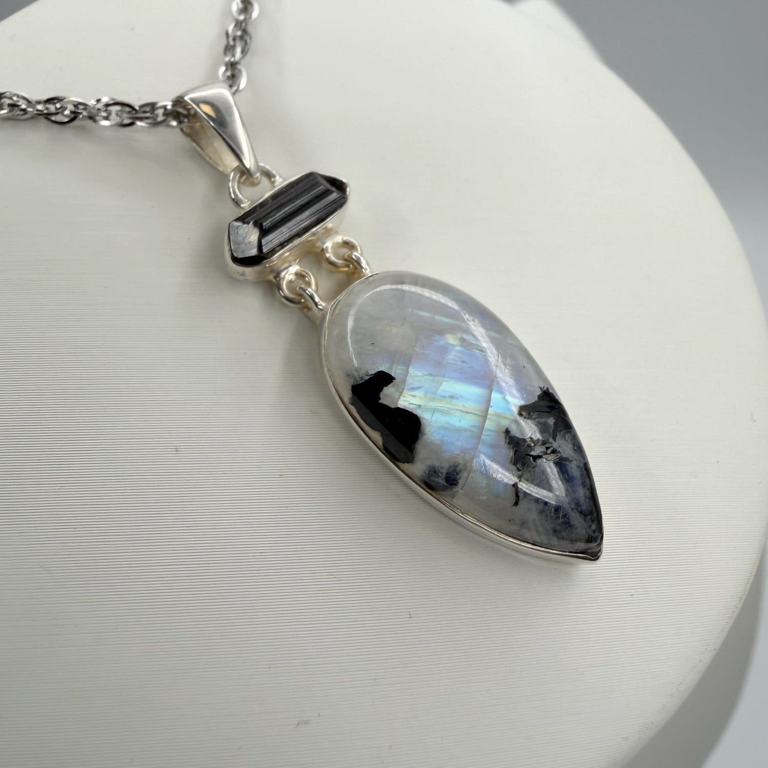 Ciondolo Labradorite e Tormalina - Argento 925