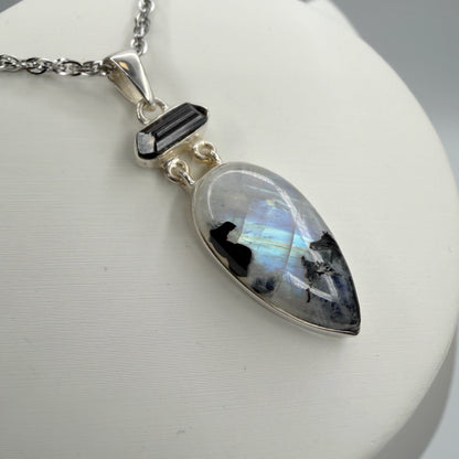 Ciondolo Labradorite e Tormalina - Argento 925