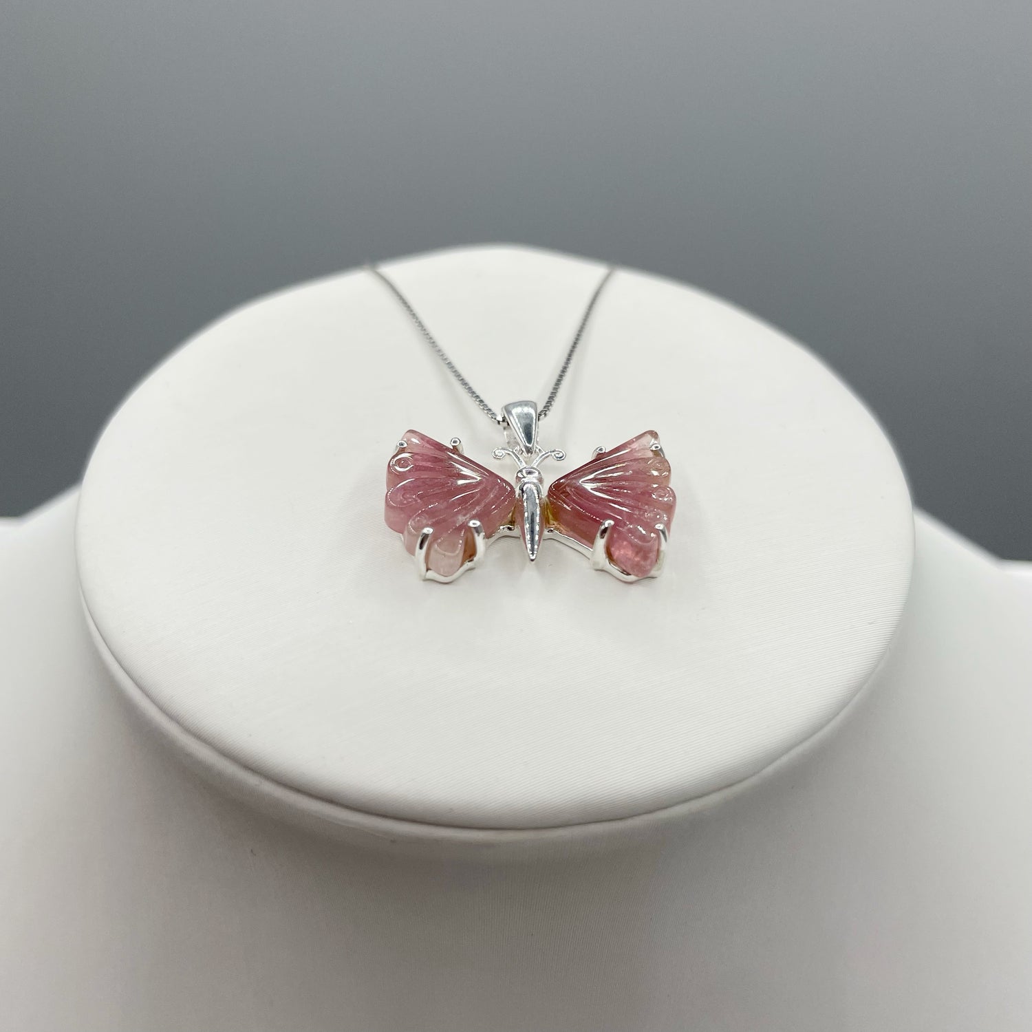 Ciondolo Farfalla Tormalina Rosa e Argento 925