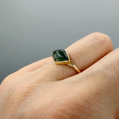 Anello Agata Muschiata | Argento 925 placcato oro 14k - NON REGOLABILE