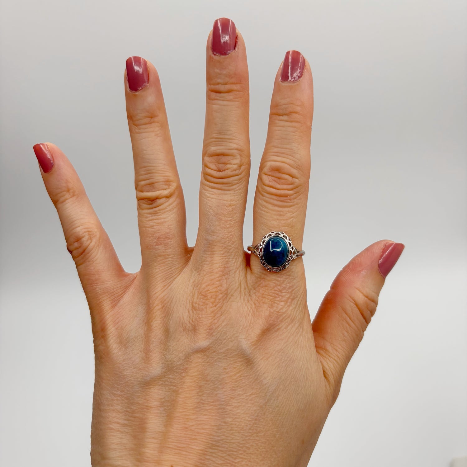 Anello Apatite Ovale - Argento 925