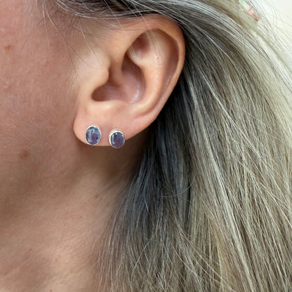 Orecchini a lobo Tanzanite - Argento 925 - Ovale
