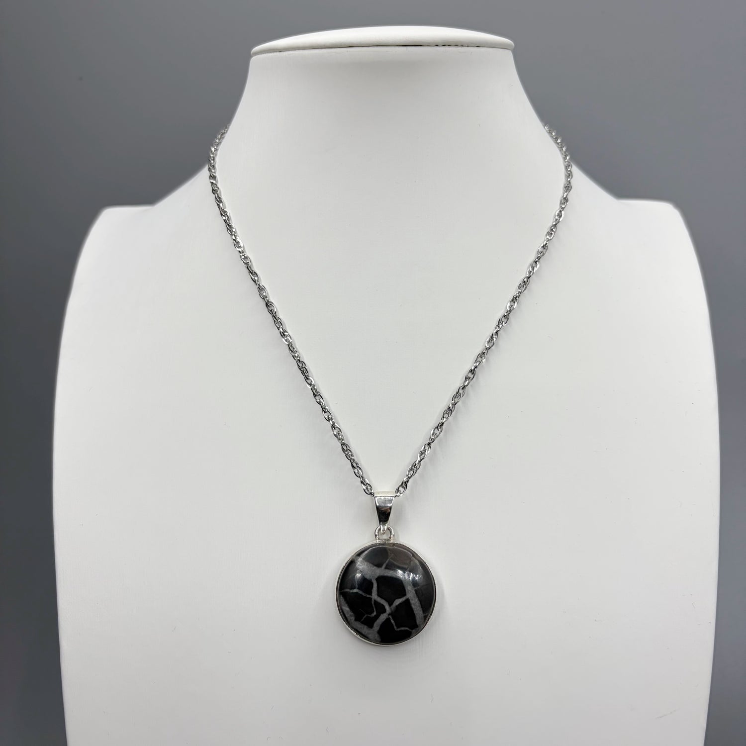 Ciondolo Septaria Nera Argento 925 - tondo