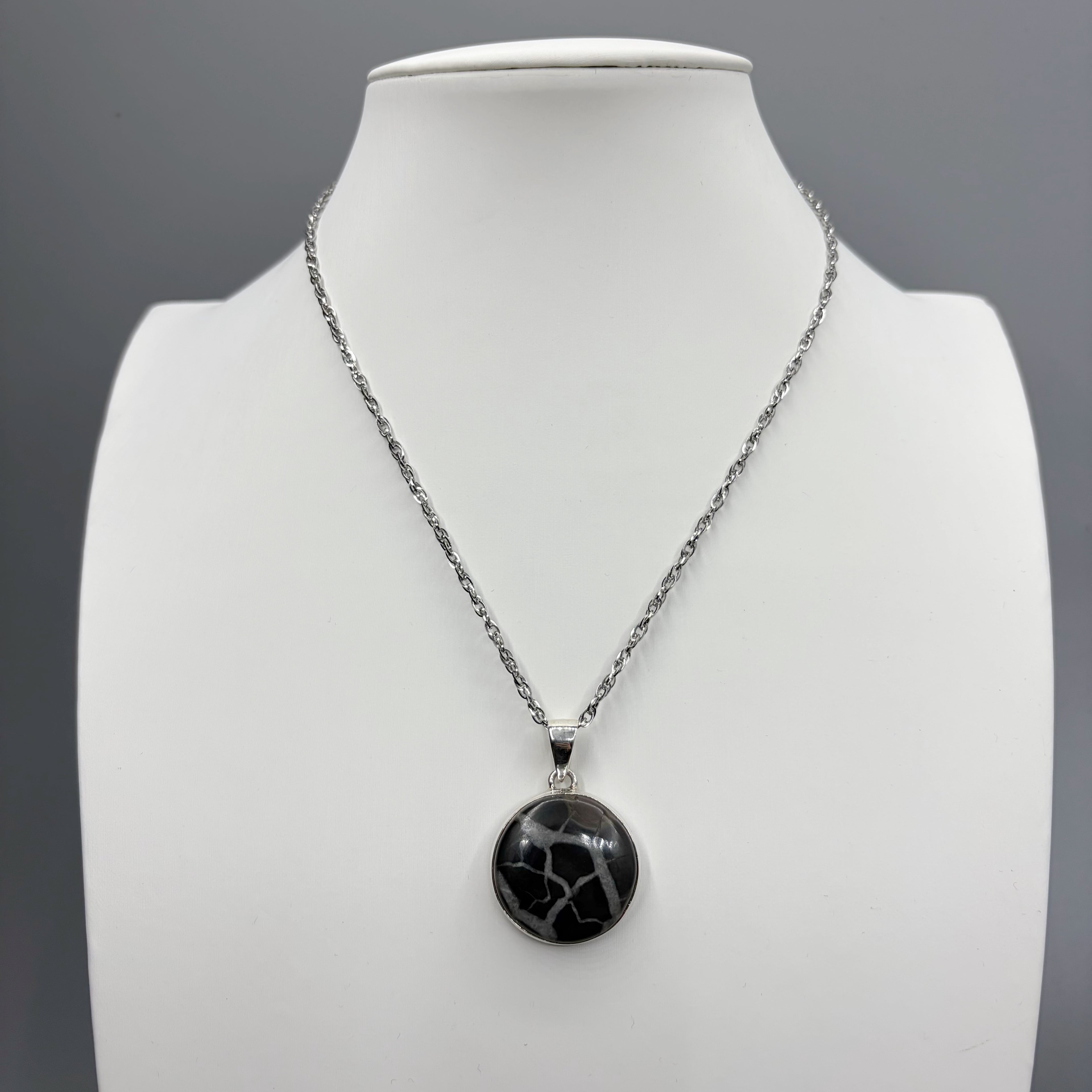 Ciondolo Septaria Nera Argento 925 - tondo