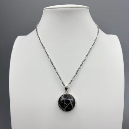 Ciondolo Septaria Nera Argento 925 - tondo