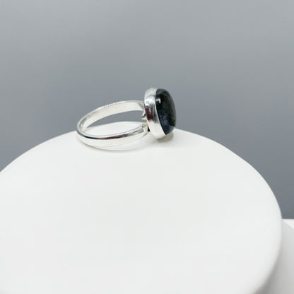 Anello Pietra del Sole Nera Quadrato e Argento 925