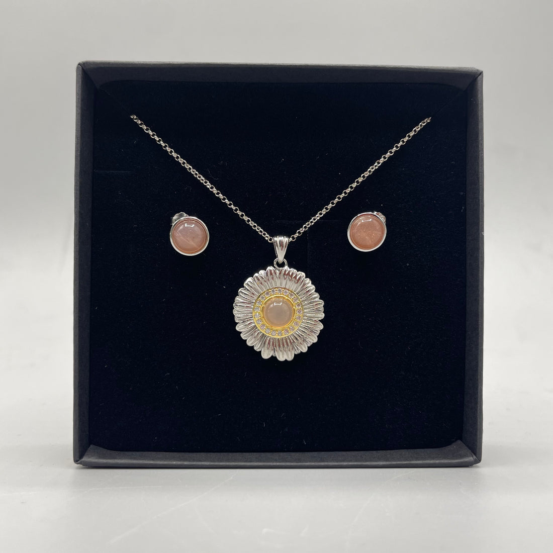 Set Pietra di Luna - Ciondolo e Orecchini, Argento 925