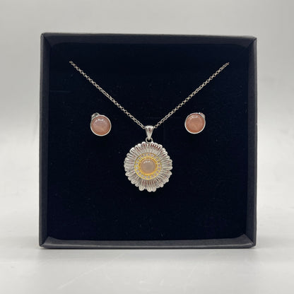 Set Pietra di Luna - Ciondolo e Orecchini, Argento 925
