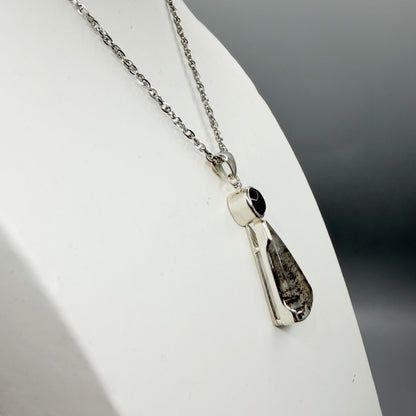 Ciondolo Diopsite e Quarzo Dendritico - Argento 925