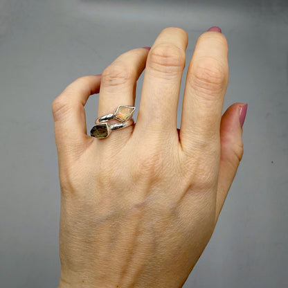 Anello Moldavite e Opale - Argento 925