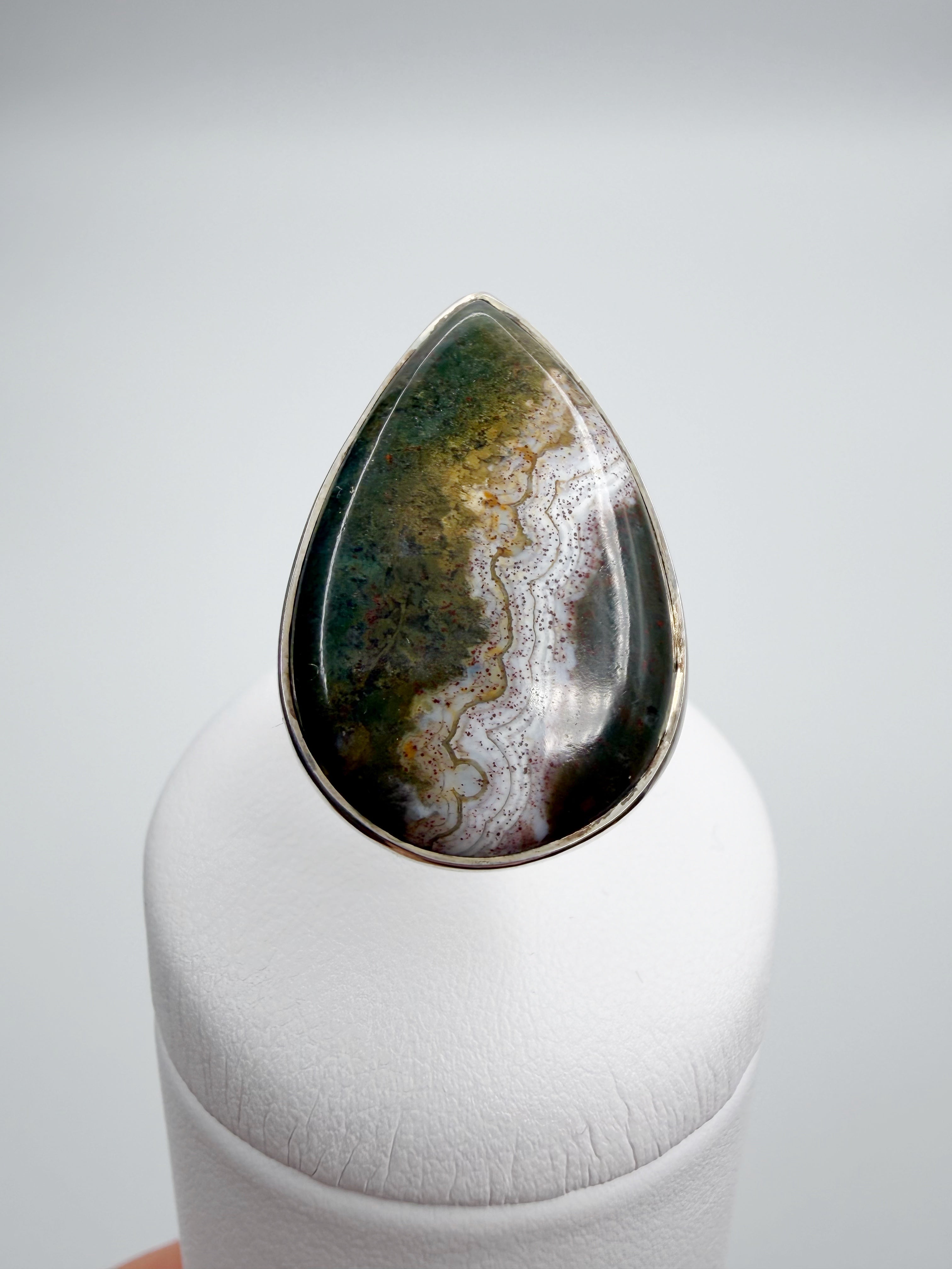 Anello Diaspro Oceano Argento 925 - a  Goccia