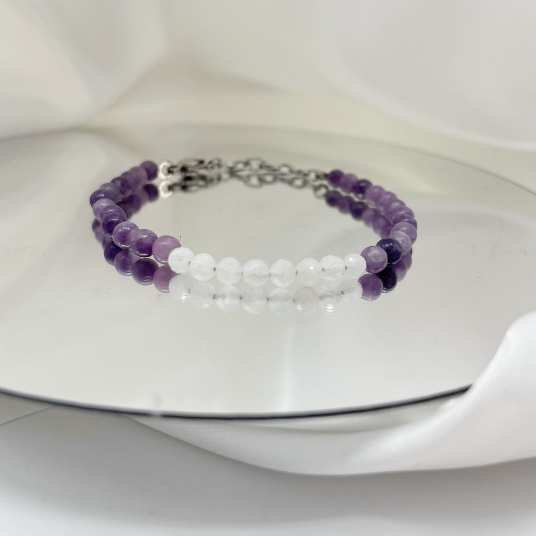 Bracciale Celebrity - Lepidolite e Labradorite Bianca