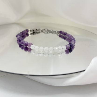 Bracciale Celebrity - Lepidolite e Labradorite Bianca