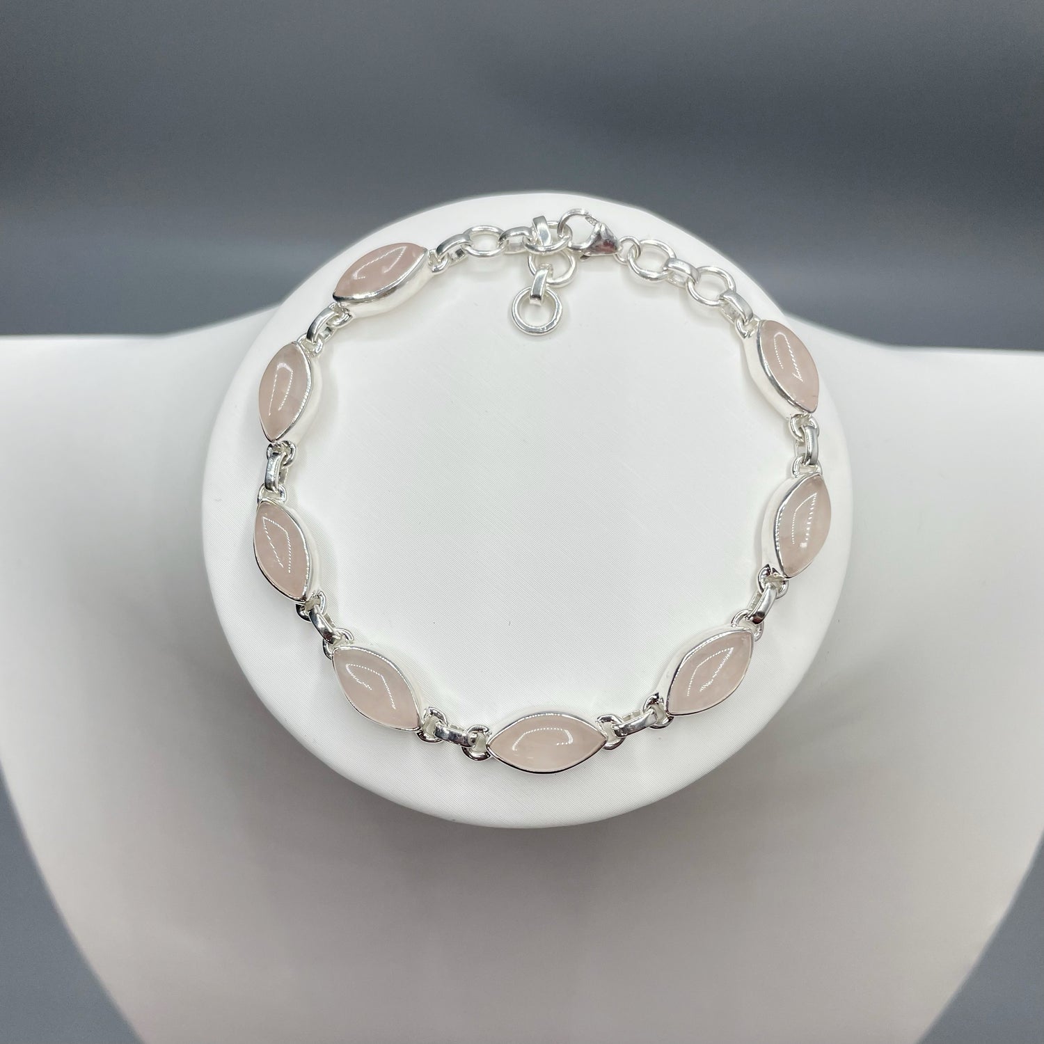 Bracciale Quarzo Rosa e Argento 925
