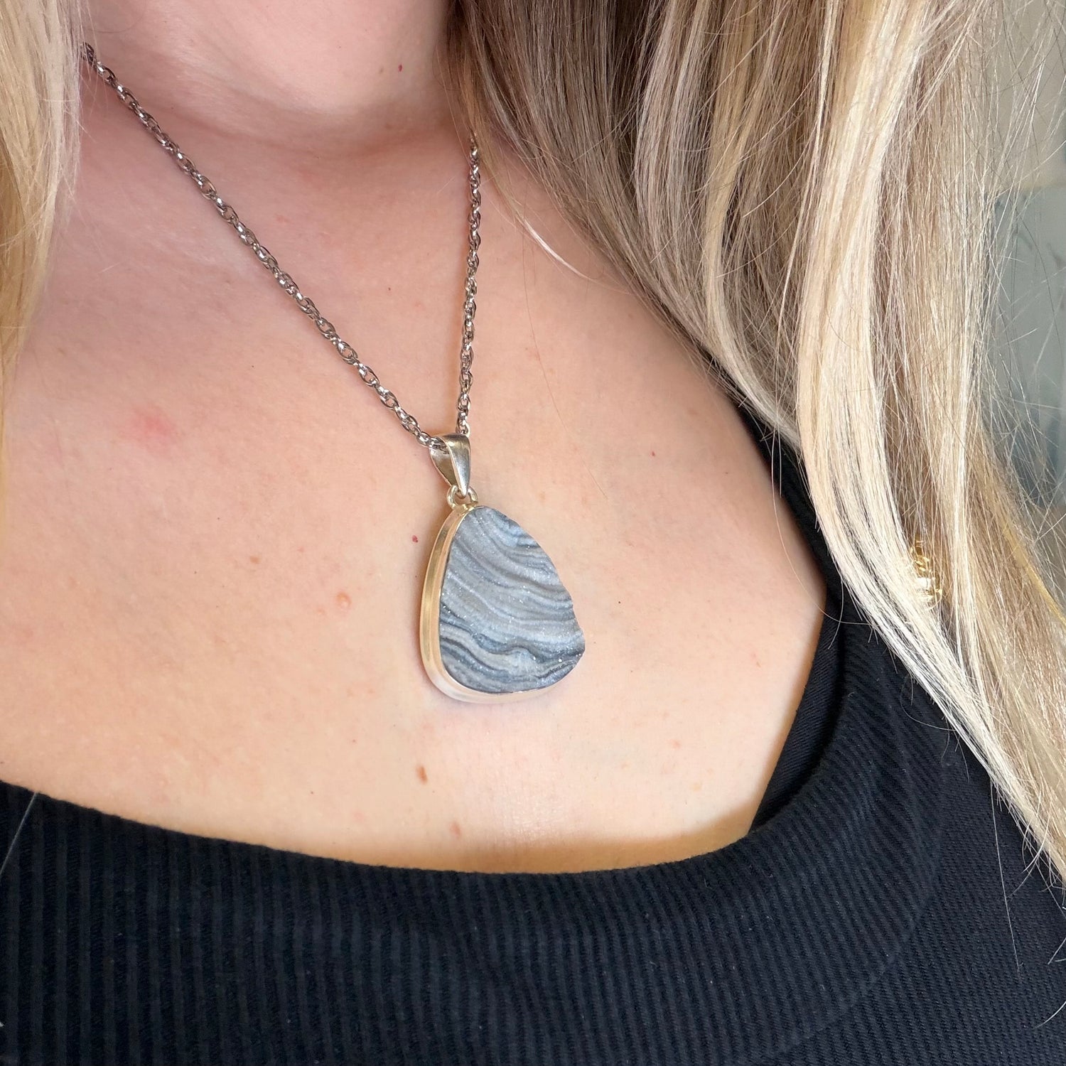 Ciondolo Desert Druzy Argento 925 - Triangolo arrotondato