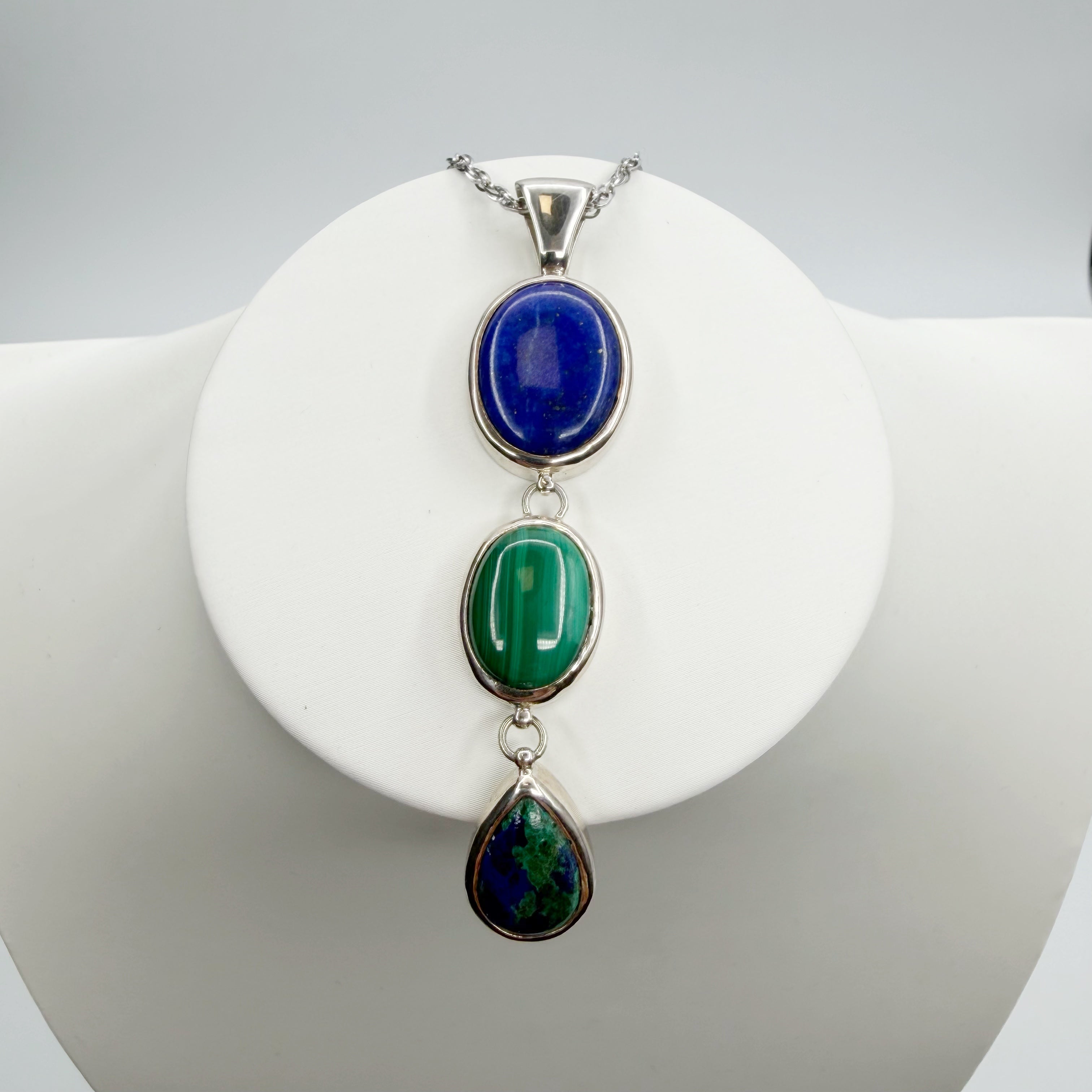 Ciondolo Lapislazzuli, Malachite, Azzurrite - Argento 925