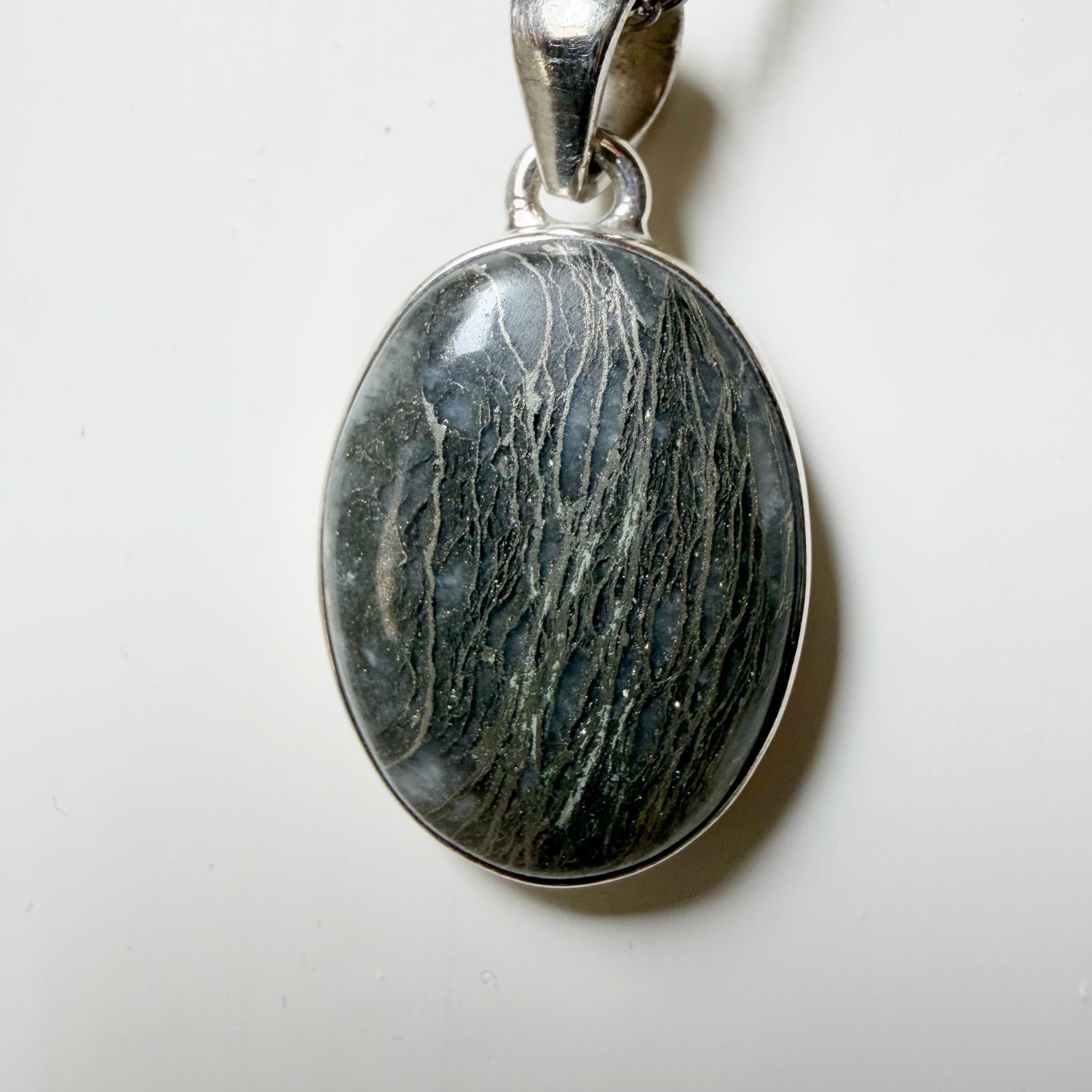 Ciondolo Pirite Feather (piuma) - Argento 925
