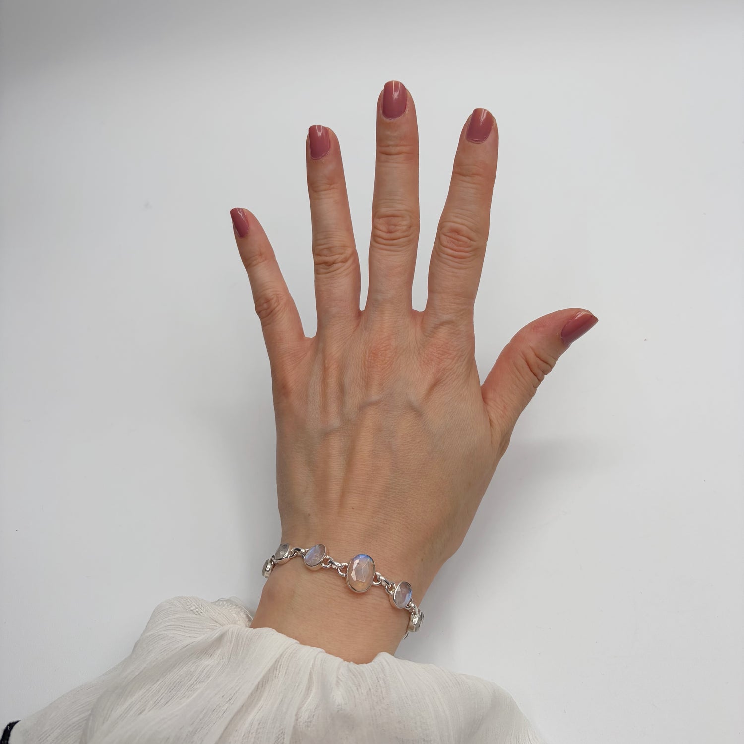 Bracciale Labradorite Bianca e Argento 925 - sfaccettato