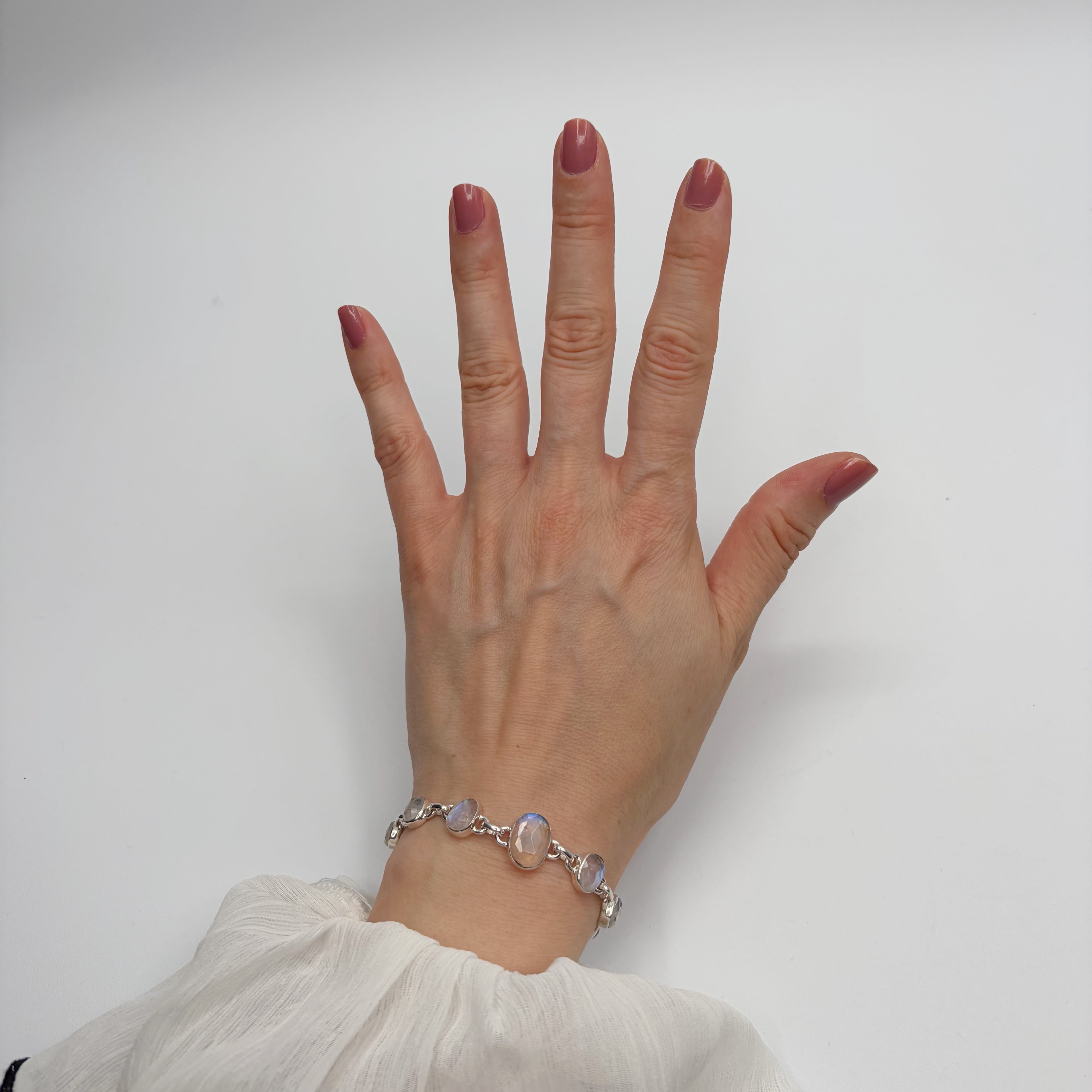 Bracciale Labradorite Bianca e Argento 925 - sfaccettato