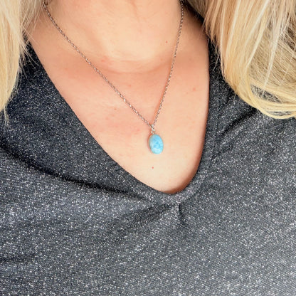 Ciondolo Larimar Argento 925 - Ovale piccolo