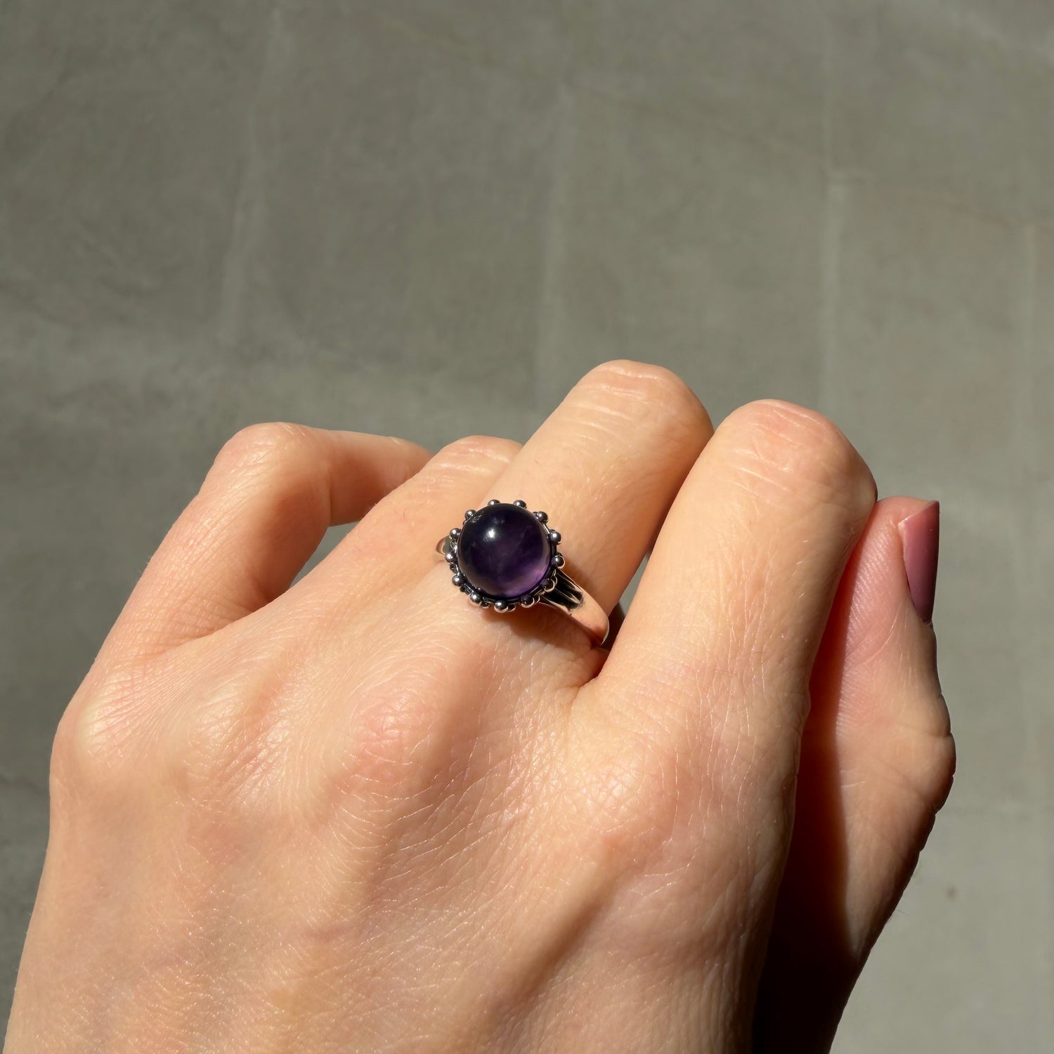 Anello Ametista - Argento 925 - Sfera